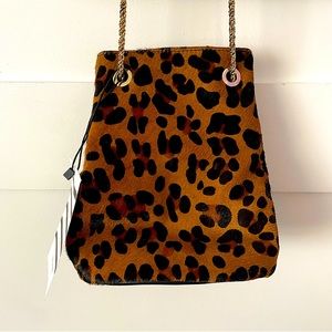 BNWT Sezane 🐆 Hope bag in Leopard Pony Hair authenticity card DISCONTINUED RARE